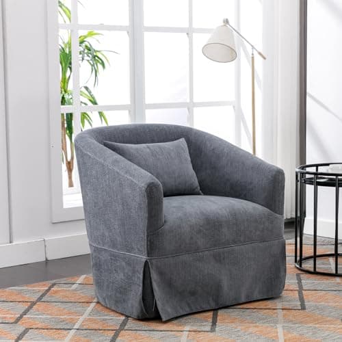 Modern Mint Green Swivel Accent Chair with Pillow