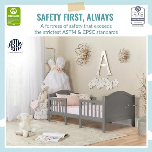 Dream On Me Portland 3-in-1 Convertible Toddler Bed, Steel Grey