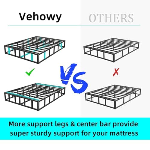 Full Size 6 Inch Bed Frame with Round Corners, Low Profile Metal Platform