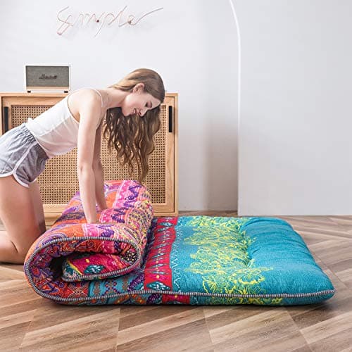 MAXYOYO Boho Floral Japanese Futon Mattress Full Size Folding Camping Sleeping Pad