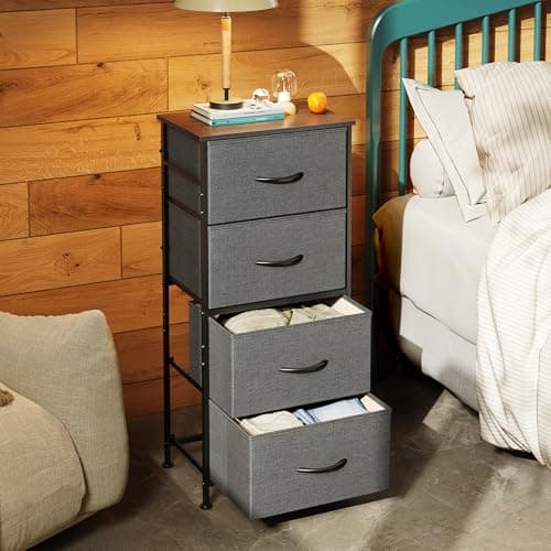WLIVE 4-Drawer Fabric Dresser - Sturdy Organizer for Bedroom, Hallway, Entryway, and Closets, Dark Grey