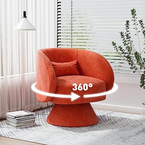 Modern Orange Swivel Barrel Chair for Small Spaces
