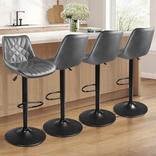Waleaf 4-Piece Counter Height Swivel Bar Stool Set with Back and Footrest