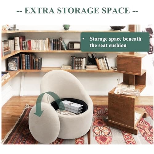 Beige Accent Chair Set of 2 with Hidden Storage