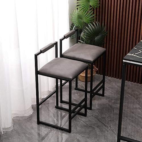 i-POOK Set of 2 Backless Rattan Bar Stools for Kitchen Island and Dining Room, Beige