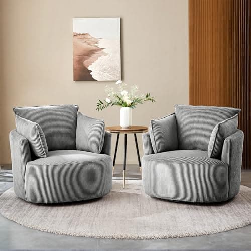 Blue Swivel Accent Chair with Detachable Cushions for Living Room