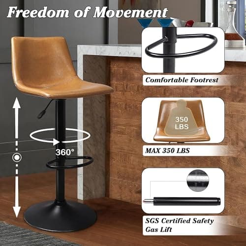 Adjustable Swivel Bar Stools Set of 4 for Kitchen Island