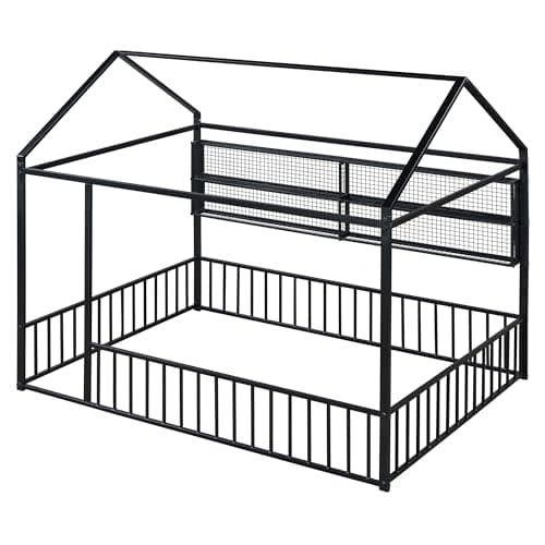Bellemave Montessori Twin Size House Floor Bed, White