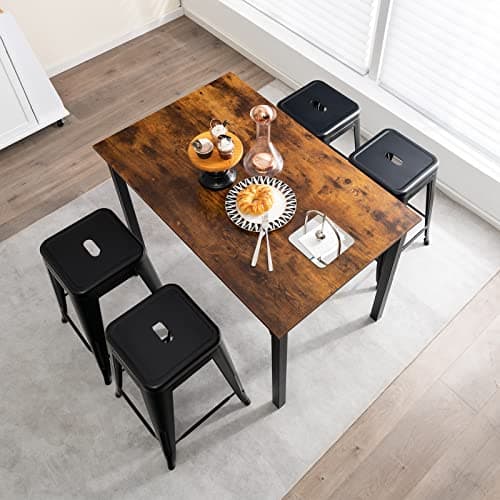 COSTWAY Black Stackable 24" Bar Stool Set, X-Reinforced, Kitchen & Pub
