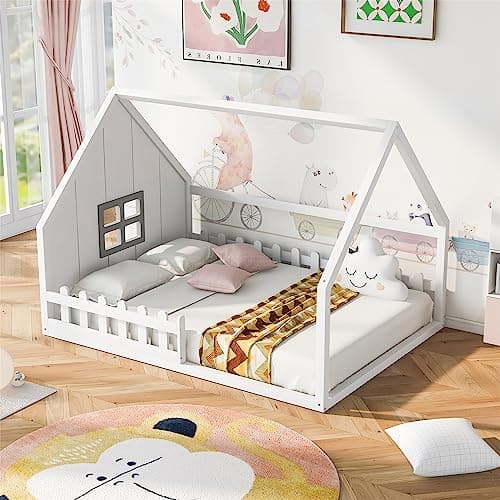 i-POOK Full Size House Bed for Children, Teens, Boys or Girls