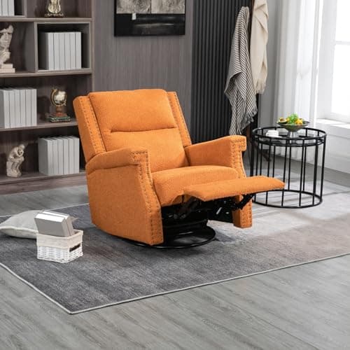 i-POOK Boucle Recliner Chair with Swivel Accent, Adjustable Back and Footrest, Grey