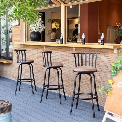 Swivel Kitchen Counter-Height Barstools Set of 4, Brown