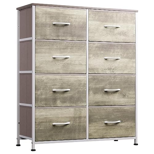 WLIVE Light Grey Tall Dresser with 8 Drawers & Fabric_bins