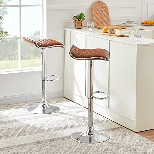 VECELO Adjustable Bar Stool Set, 4 Pack, Kitchen Counter Height