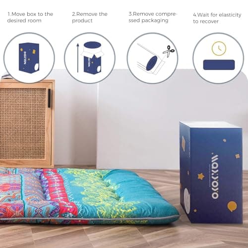MAXYOYO Boho Floral Japanese Futon Mattress Full Size Folding Camping Sleeping Pad