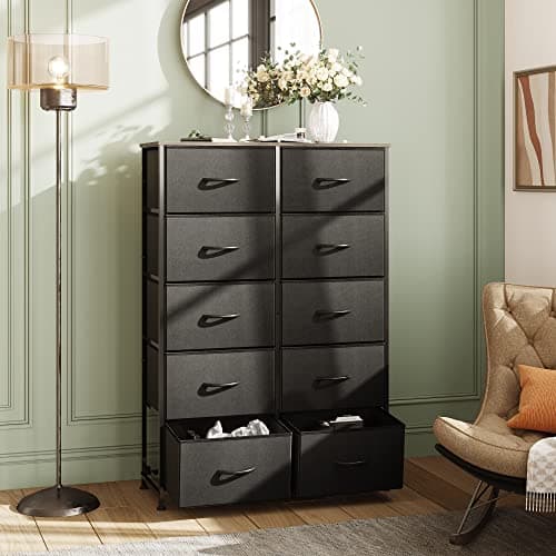 WLIVE Tall Black Dresser with 10 Drawers, Storage Organizer for Bedroom, Closet, and Hallway