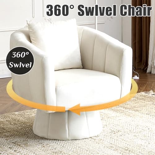 360° Swivel Velvet Barrel Chair, Fluffy Cushioned, Comfortable Home Accent