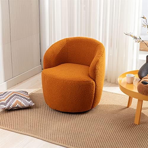 Modern Teddy Fabric Swivel Accent Chair for Nursery, Bedroom, Living Room, Hotel, and Office