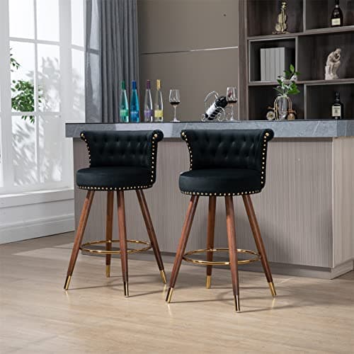 Swivel Bar Stools Set of 2 for Kitchen Island or Dining Room, Black