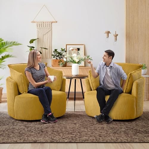 Blue Swivel Accent Chair with Detachable Cushions for Living Room