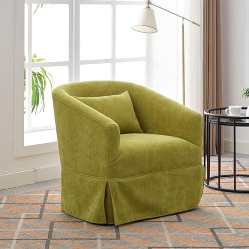 Modern Mint Green Swivel Accent Chair with Pillow