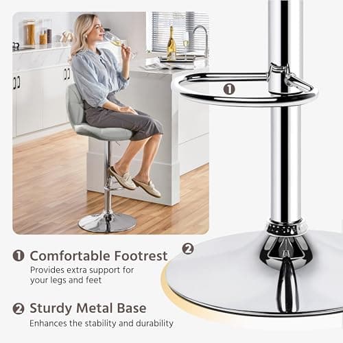 Yaheetech Grey Height Adjustable Bar Stools Set of 2