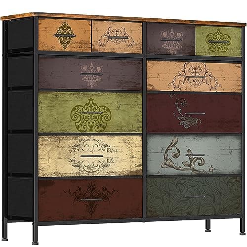 Black Tall Fabric Drawer Dresser with 12 Deep Drawers for Bedroom, Closet, and More