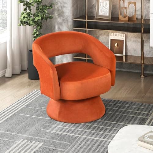 Beige Lexicon 360 Degree Swivel Corduroy Arm Chair for Living Room
