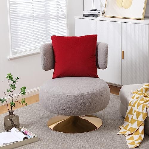 Fabric Swivel Accent Chair with Gold Metal Base, Navy Color