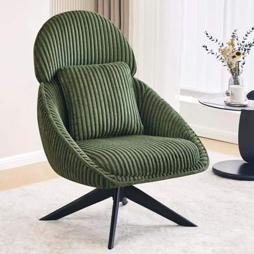 Furniliving Grey Corduroy Swivel Living Room Chair with Arms
