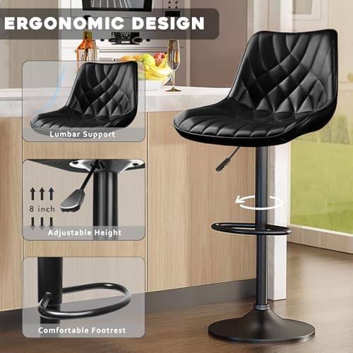 Waleaf 4-Piece Counter Height Swivel Bar Stool Set with Back and Footrest