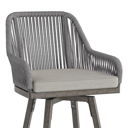 Olefin Rattan 360° Swivel Bar Stools, Set of 4, Boho Patio Kitchen Chairs, Apricot