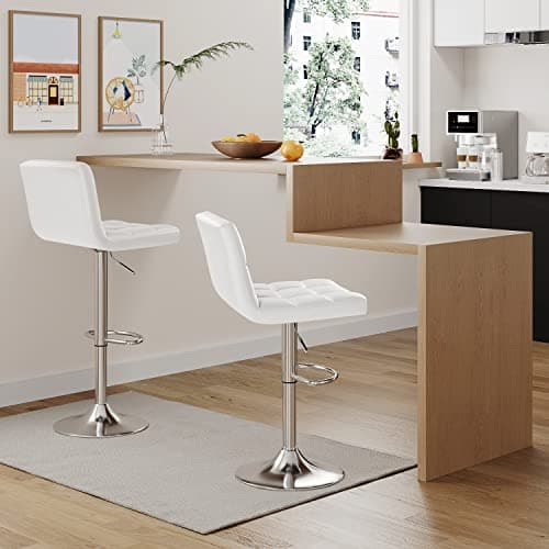 Furmax White Modern Pu Swivel Bar Stool Set of 4 (4pcs)