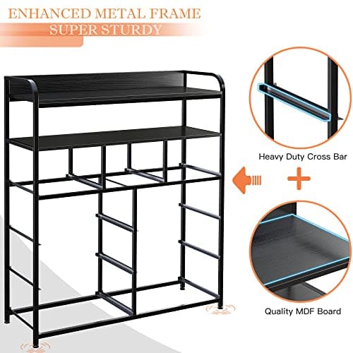 EnHomee Sturdy Metal Tall Dresser with 9 Drawers & 2 Shelves, Black Grey