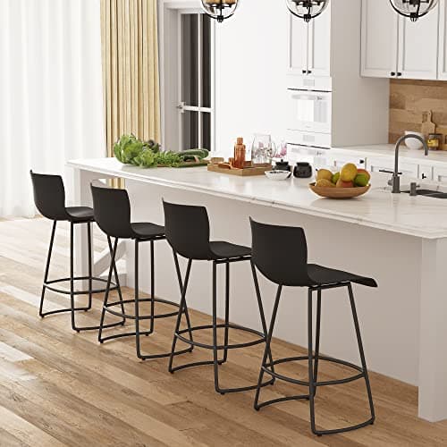 Modern Swivel Bar Stools Set of 4, Counter Height, Black