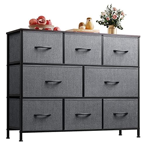 WLIVE 8-Drawer Wide Fabric Dresser for Bedroom and Living Room - Dark Grey