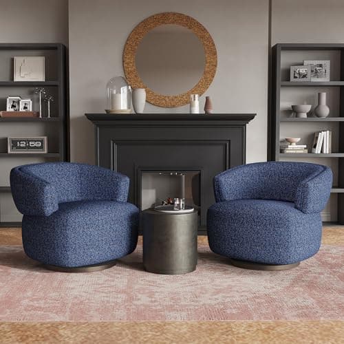 RoyalCraft Oversized Swivel Armchair Set of 2, Griege Upholstery, Modern Living Room Chair
