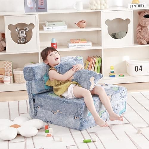 Glow Washable Kids Folding Sofa Bed - Toddler Nap Mat With Storage Bag