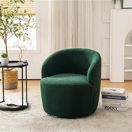 i-POOK Swivel Accent Chair, Modern Velvet Upholstered Armchair White
