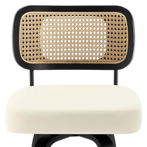 Mid Century Modern 4-Piece Swivel Bar Stool Set, 26" Faux Leather Cream White