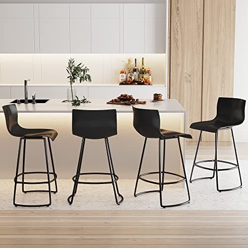 Modern Swivel Bar Stools Set of 4, Counter Height, Black