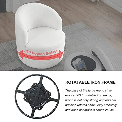 Swivel Barrel Chair with Storage Ottoman in White
