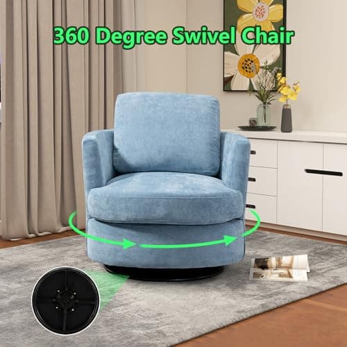 Set of 2 Modern Swivel Barrel Chairs for Nursery, Living Room, Bedroom - Light Blue