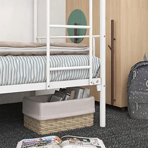 Heavy Duty Metal Twin Over Twin Bunk Bed, Black, 78.74L x 41.73W x 63H