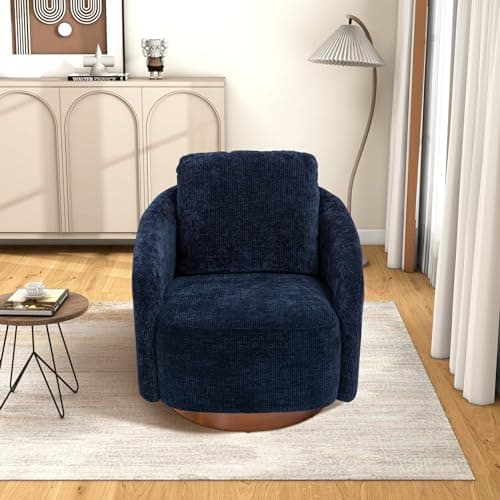 i-POOK Swivel Barrel Accent Chair, Navy