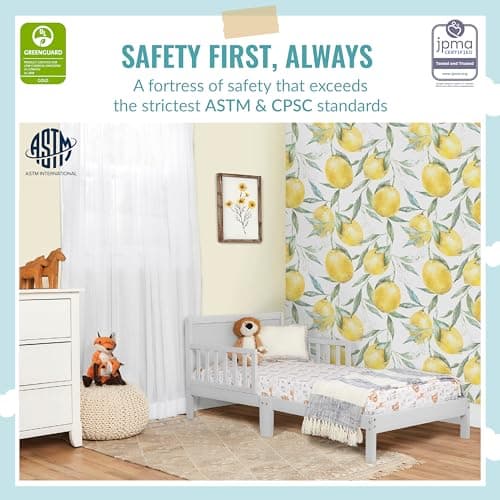 Dream On Me Brookside Pebble Grey Toddler Bed, Greenguard Gold & JPMA Certified