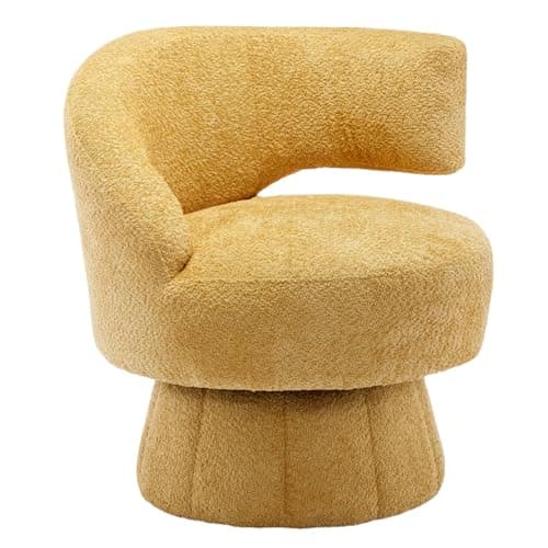 i-POOK Accent Chair: Swivel Barrel Armchair with Wide Upholstery & Fluffy Fabric, 300 Lbs Capacity, Yellow