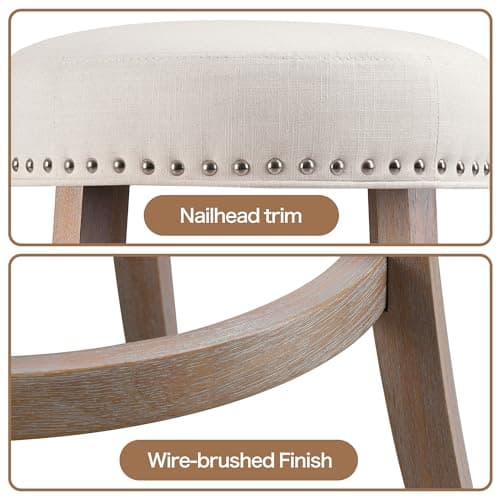 26" Modern Backless Bar Stools - Beige, Set of 4 for Kitchen & Dining
