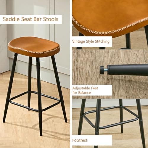 Whiskey Brown Modern 24" Counter Height Bar Stool Set (2 PCS)