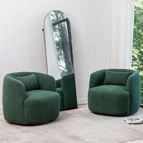 Taupe Bouclé Swivel Armchairs Set of 2 for Living Room & Bedroom